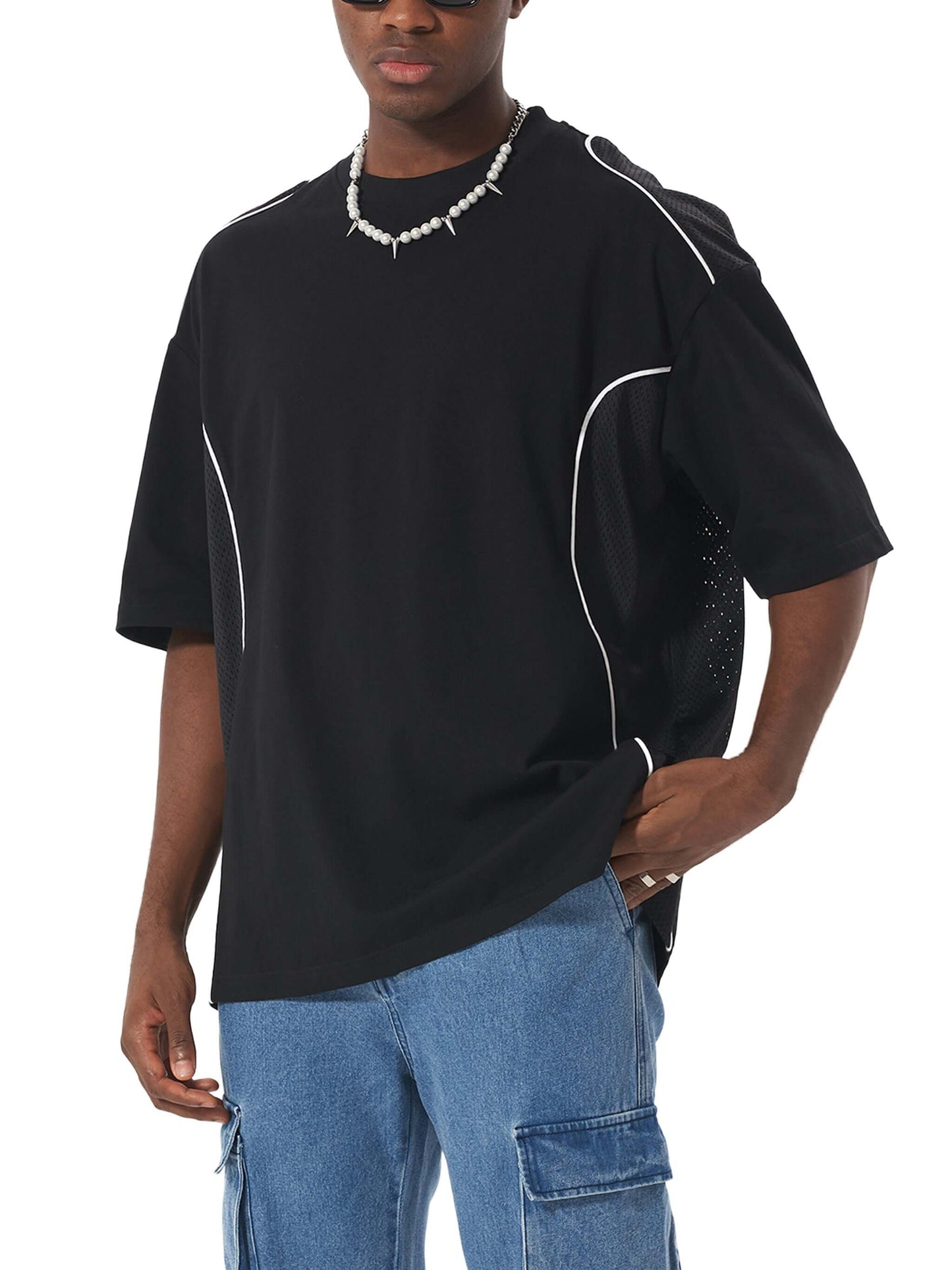 Contrast Piped Panel T-Shirt