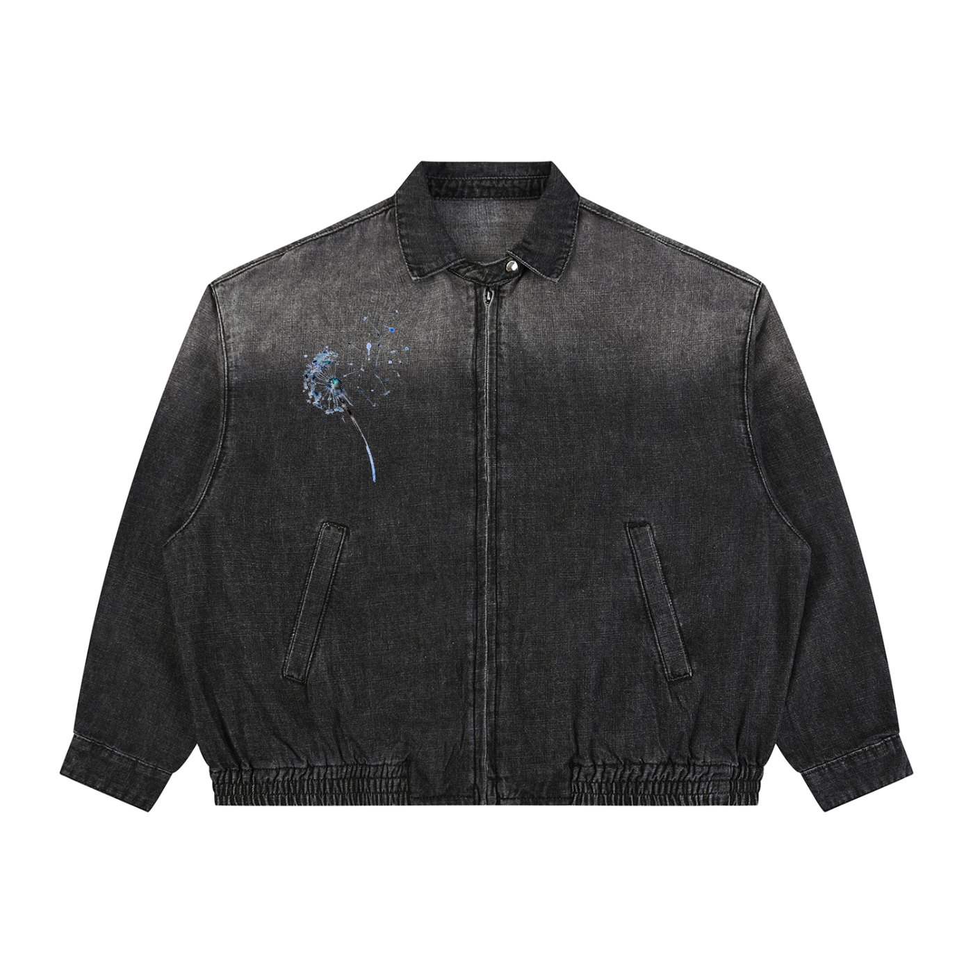 Unisex Vintage Wash Full-Zip Denim Jacket