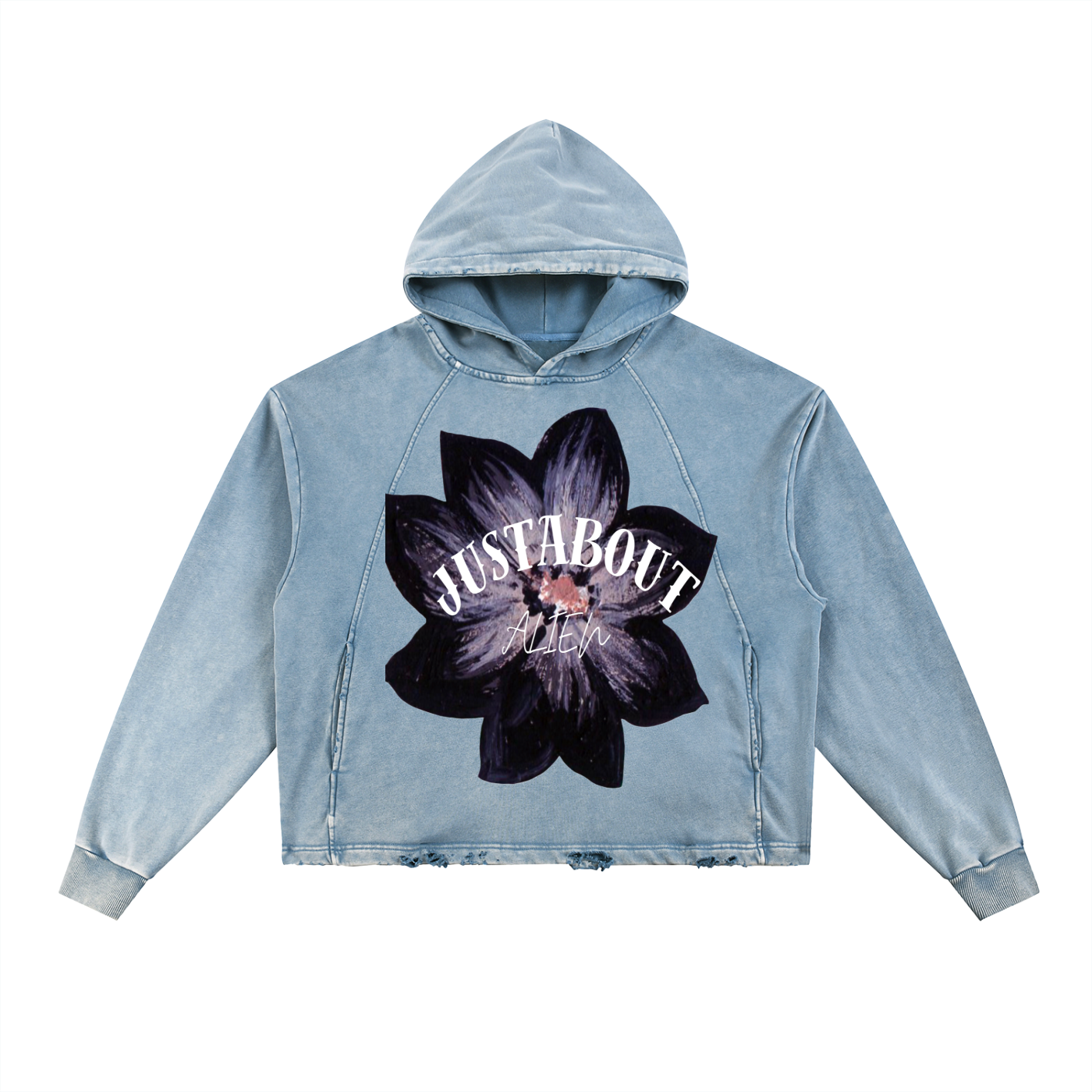 Vintage Washed Frayed-Hem Hoodie