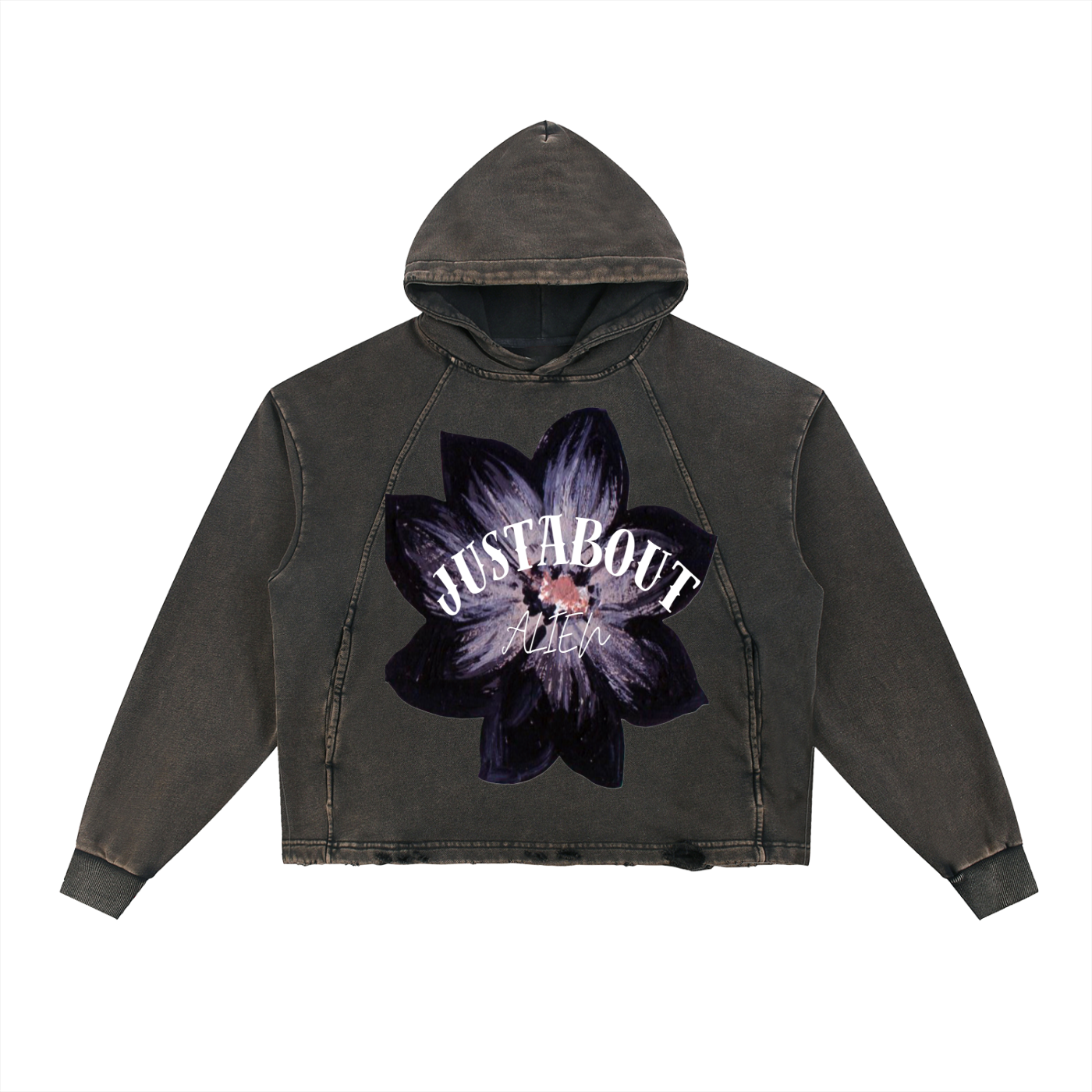 Vintage Washed Frayed-Hem Hoodie