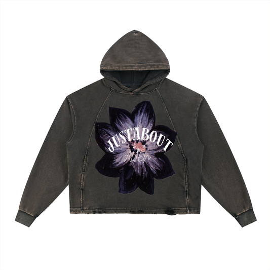 Vintage Washed Frayed-Hem Hoodie