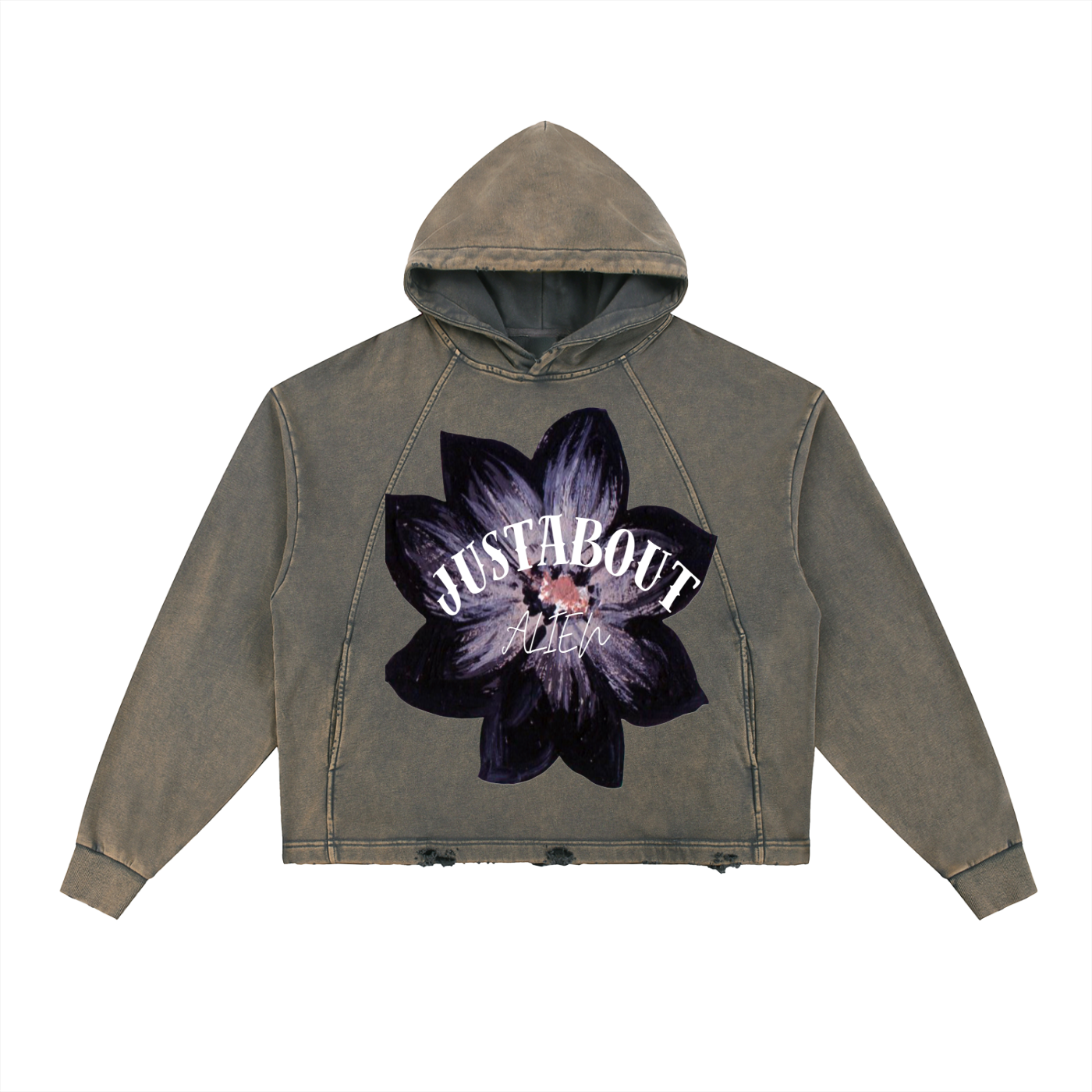 Vintage Washed Frayed-Hem Hoodie